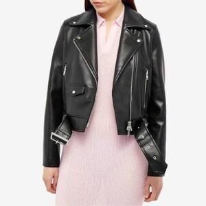 STAND STUDIO
Esmeralda cropped faux leather biker jacket